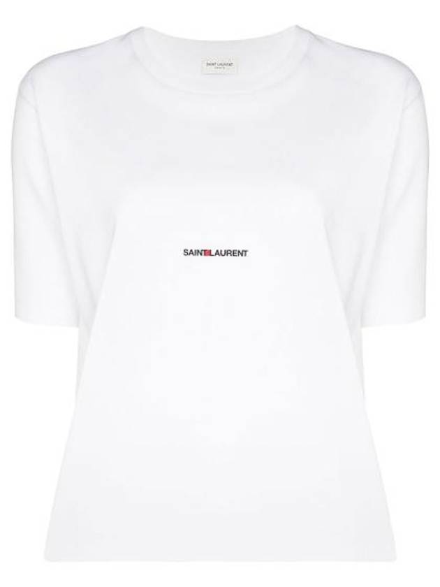 Rive Gauche Short Sleeve T-Shirt White - SAINT LAURENT - BALAAN 2