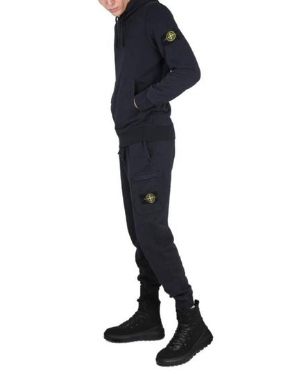 Men's Wappen Patch Cotton Fleece Track Pants Navy - STONE ISLAND - BALAAN 2