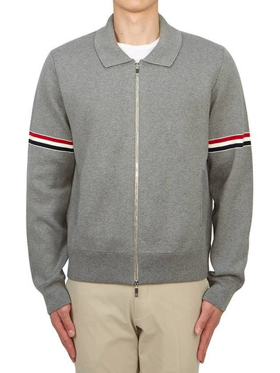 RWB Arm Banding Milano Stitch Collar Zip-up Jacket Grey - THOM BROWNE - BALAAN 2