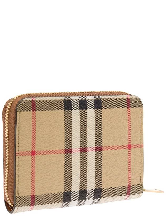 Check Leather Coin Wallet Beige - BURBERRY - BALAAN 4