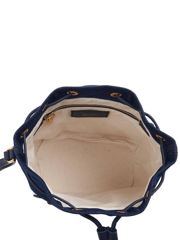 Women s Denim Logo Print Mini Bucket Bag BAR I5G6O - BALLY - BALAAN 10