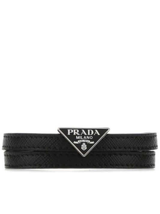Triangle Logo Saffiano Logo Bracelet Black - PRADA - BALAAN 2