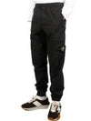 Stretch Cotton Tela Paracadute Cargo Straight Pants Black - STONE ISLAND - BALAAN 2