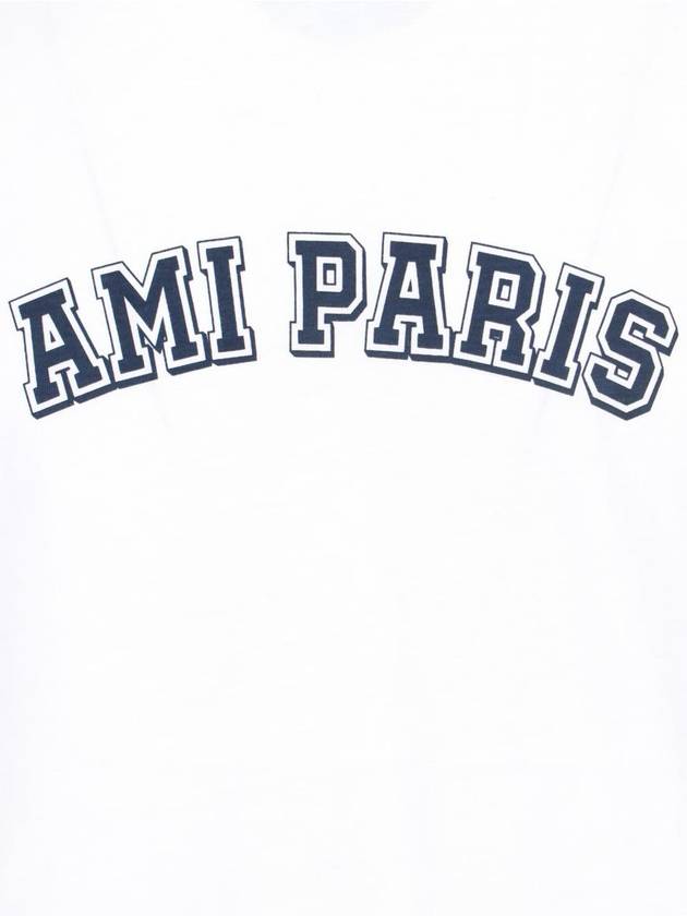 Logo Print Crewneck Cotton Short Sleeve T-Shirt White - AMI - BALAAN 4