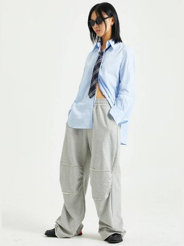 Shirring Sweat Wide Pants Grey - RAWMANTICS - BALAAN 1