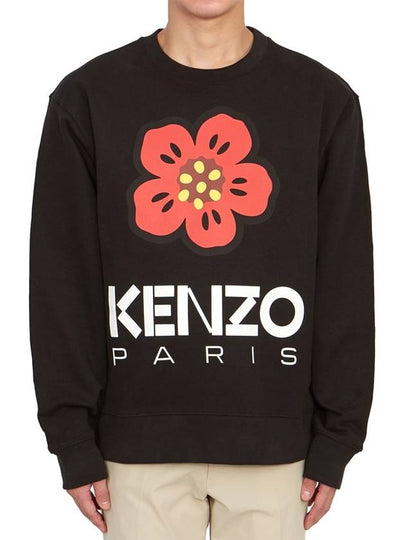 Logo Print Crew Neck Sweatshirt Black - KENZO - BALAAN 2