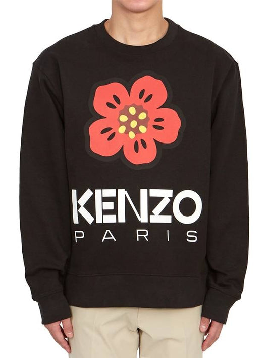 Logo Print Crew Neck Sweatshirt Black - KENZO - BALAAN 2