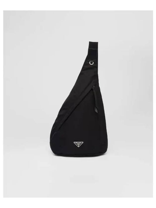 Re-Nylon Triangular Logo Sling Backpack Black - PRADA - BALAAN 2