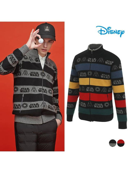 Men s cashmere color combination striped knit cardigan sweater DN4MKG033 - DISNEY GOLF - BALAAN 1