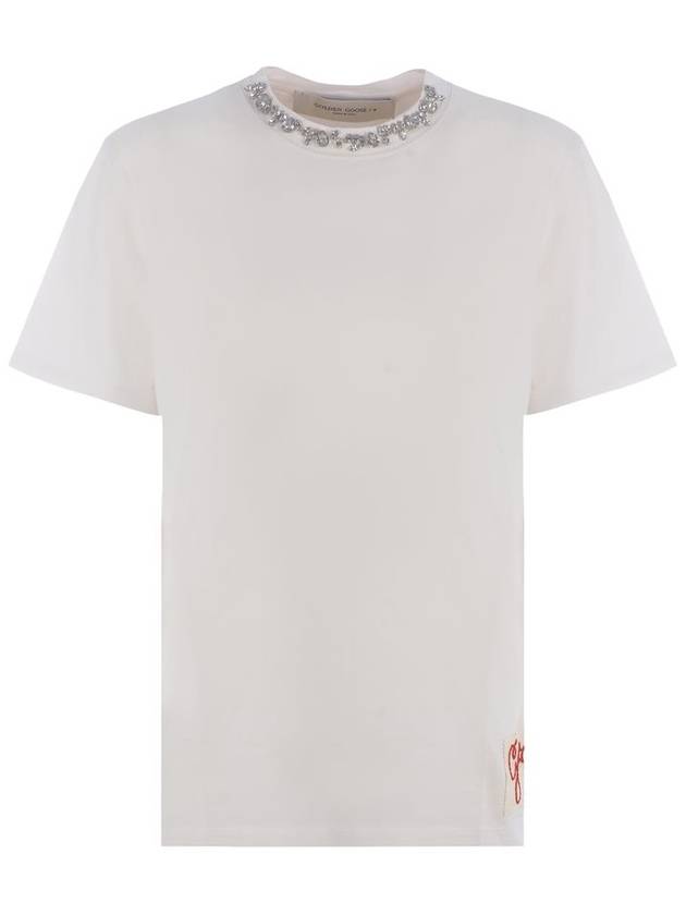 Crystal Neck Point Short Sleeve T-Shirt White - GOLDEN GOOSE - BALAAN 2