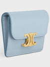 Celine Triomphe Shiny Calfskin Flap Card Holder Light Blue - CELINE - BALAAN 3