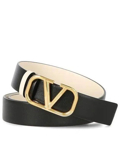 V Logo Signature Reversible Belt Black - VALENTINO - BALAAN 2