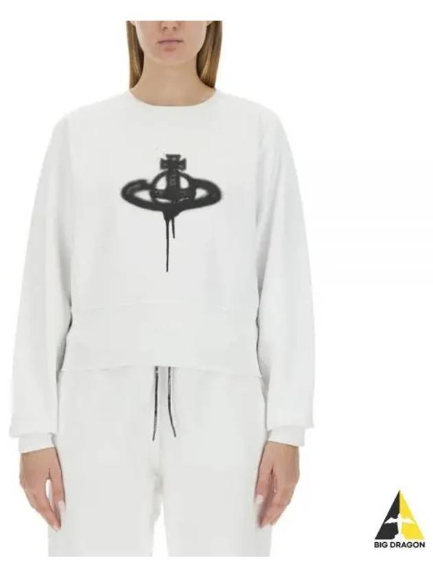 Spray ORB Logo Sweatshirt White - VIVIENNE WESTWOOD - BALAAN 2