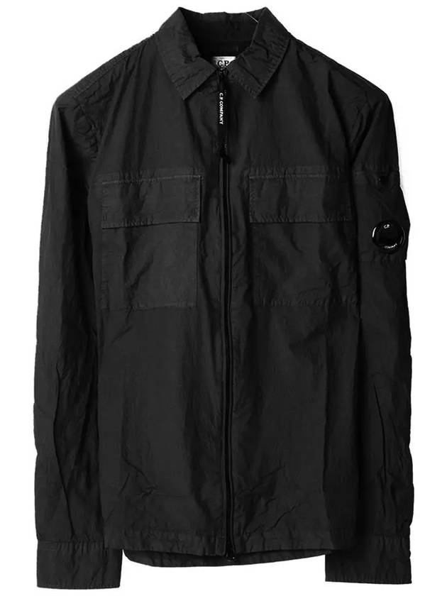 Chrome R Lens Wappen Overshirt Zip-Up Jacket Black - CP COMPANY - BALAAN 3