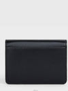 Triomphe Shiny Calfskin Flap Card Wallet Black - CELINE - BALAAN 6