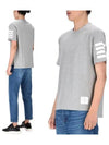 4-Bar Striped Cotton Short Sleeve T-Shirt Light Grey - THOM BROWNE - BALAAN 2