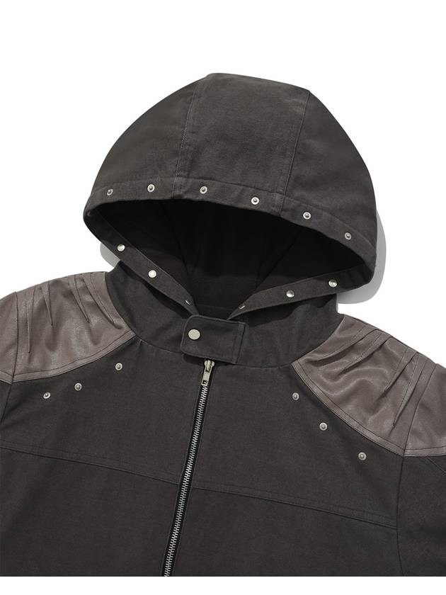 Armor Hooded Jacket Unisex Chin Rivet Jacket Gray - PHOS333 - BALAAN 4