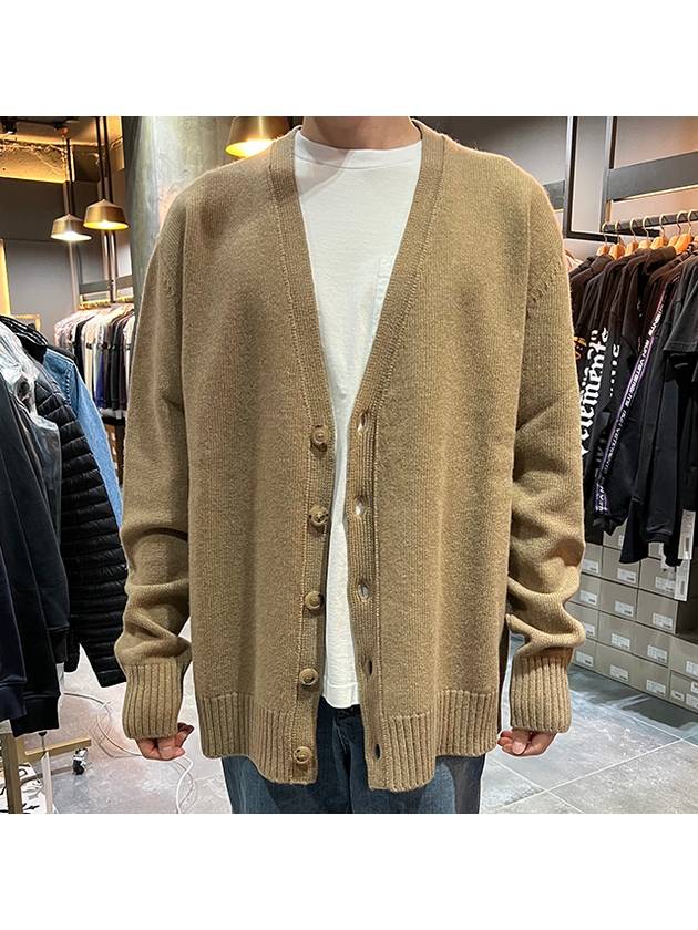 Back Stitch Logo Wool V-Neck Cardigan Camel - MAISON MARGIELA - BALAAN 7