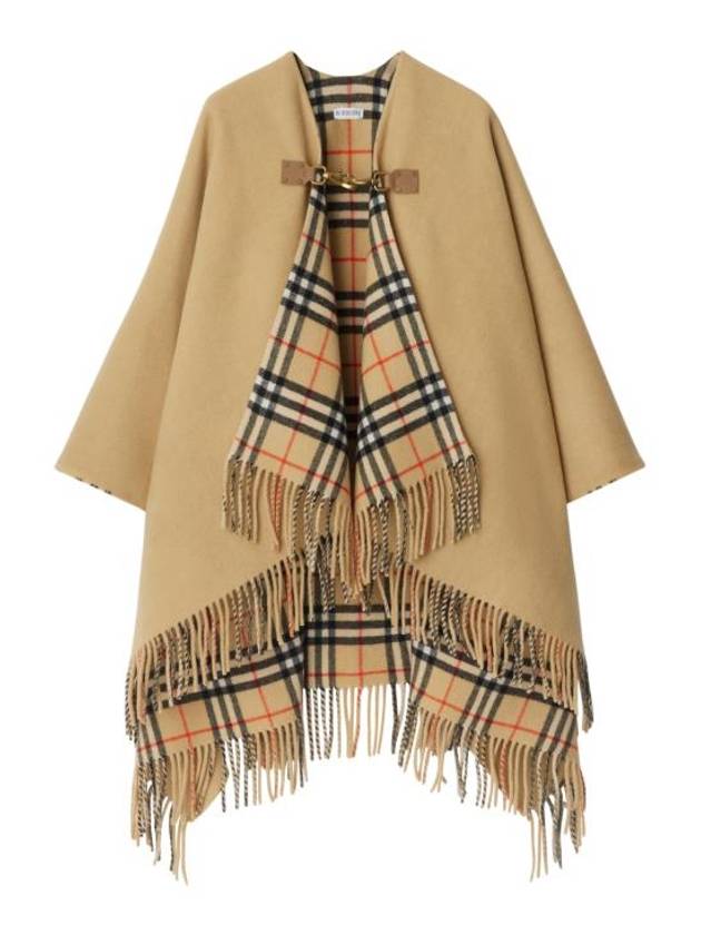 Check Wool Cape Sand - BURBERRY - BALAAN 1