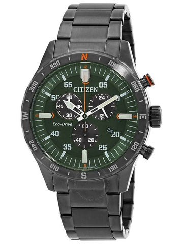 Citizen Chronograph GMT Eco-Drive Green Dial Men's Watch AT2527-80X - CITIZEN - BALAAN 1