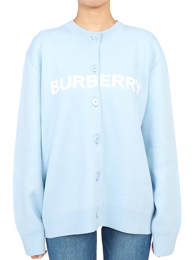 Women's Logo Cardigan Blue - BURBERRY - BALAAN 4