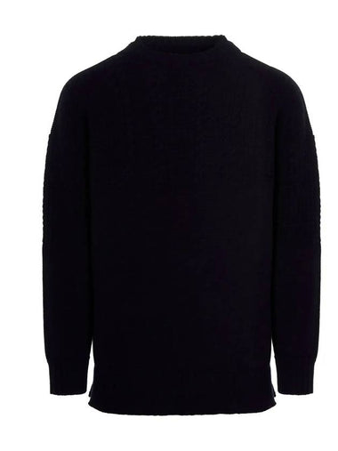 Crew Neck Cable Wool Knit Top Navy - MAISON MARGIELA - BALAAN 1