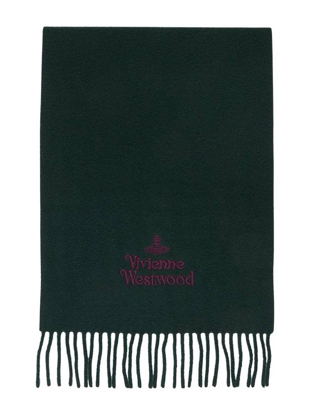 Logo Wool Fringe Muffler Anthracite Green - VIVIENNE WESTWOOD - BALAAN 2