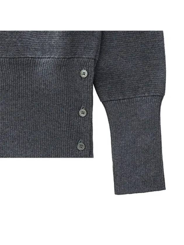 Milano Stitch 4 Bar Classic V Neck Fine Merino Wool Cardigan Medium Grey - THOM BROWNE - BALAAN 6