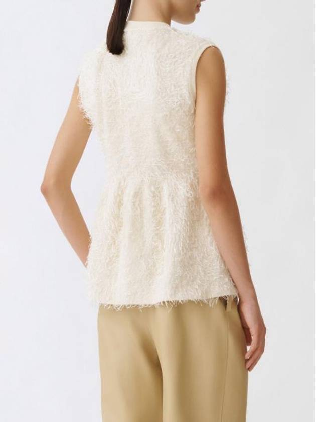 Frayed Effect Knit Vest Beige - FABIANA FILIPPI - BALAAN 5