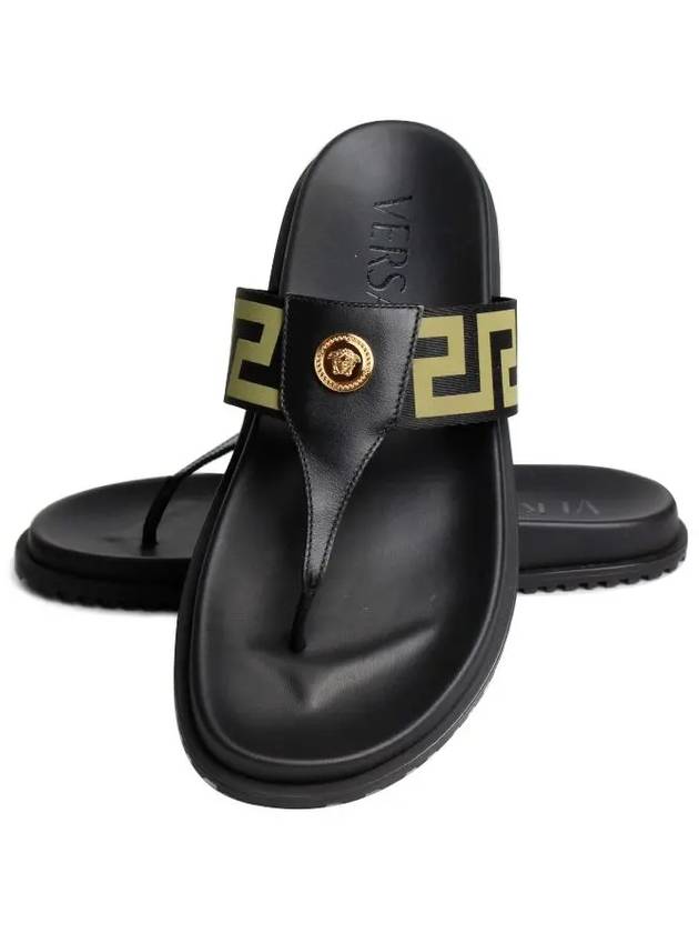 Medusa Greca Flip Flops Black - VERSACE - BALAAN.