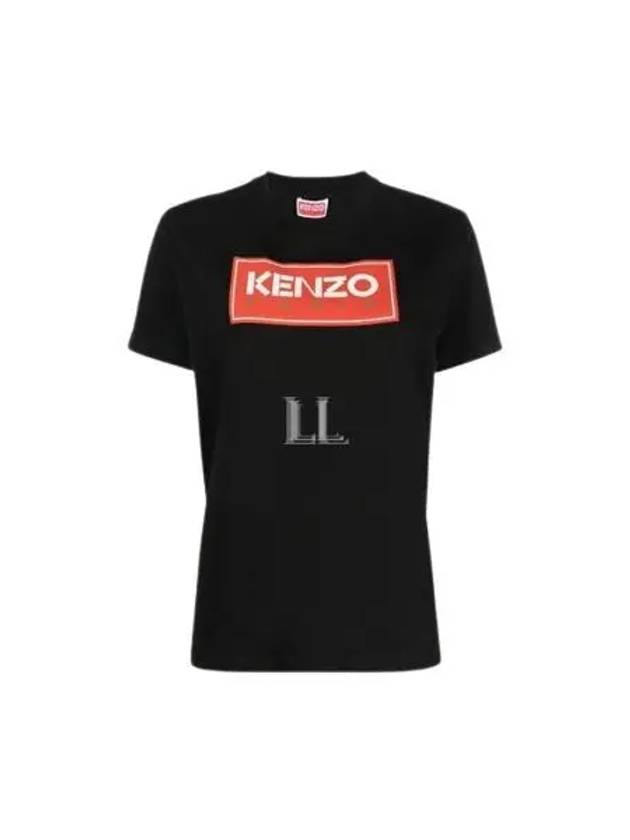 Women's Paris Logo Loose Cotton Short Sleeved T-Shirt Black - KENZO - BALAAN 2