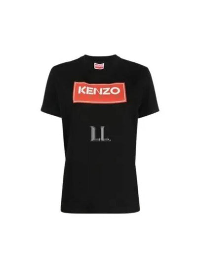 Women's Paris Logo Loose Cotton Short Sleeved T-Shirt Black - KENZO - BALAAN 2