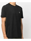 Slimfit Cotton Jersey Short Sleeve T-shirt Black - STONE ISLAND - BALAAN 4