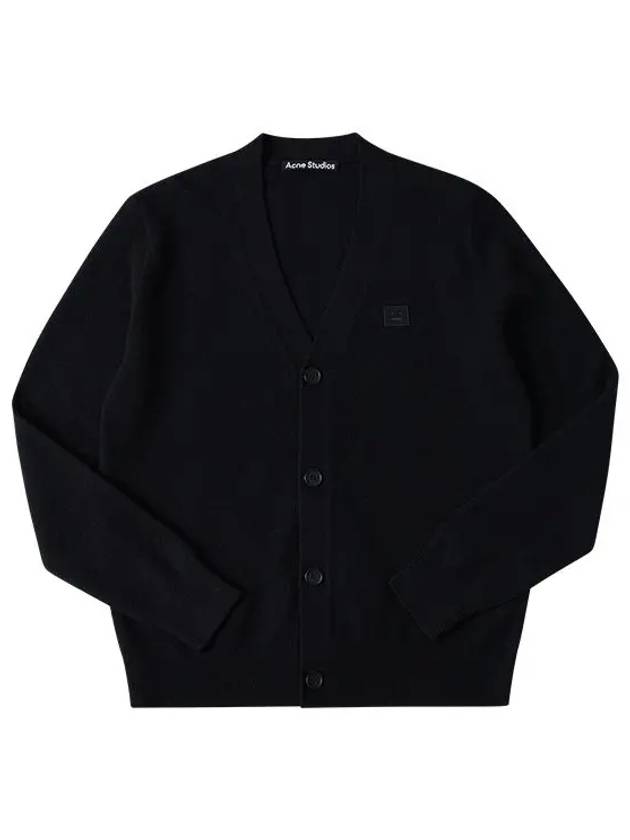 Keve Face Wool V-neck Cardigan Black - ACNE STUDIOS - BALAAN 3