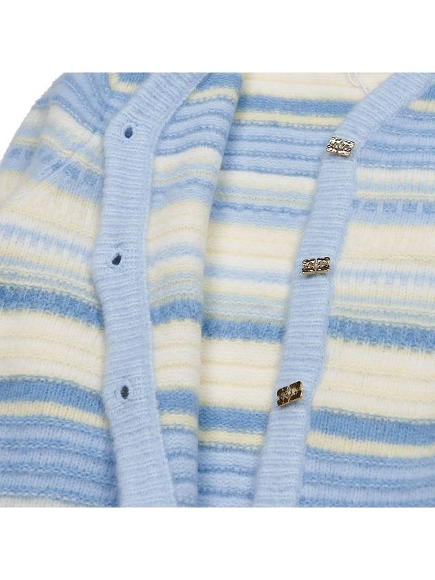 Striped Soft Wool Cardigan Light Blue - GANNI - BALAAN 11