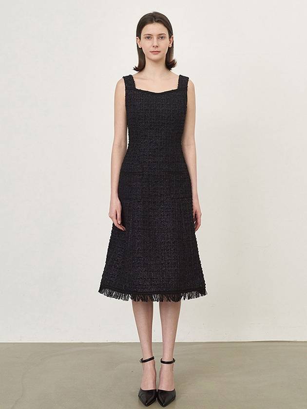 Monica MONIKA tweed long dress black - AME - BALAAN 4