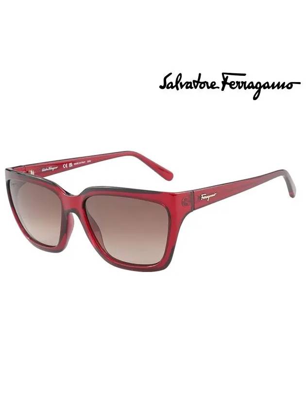 Eyewear Logo Square Sunglasses Red - SALVATORE FERRAGAMO - BALAAN 3