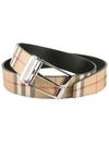 Square Buckle Check Reversible Coated Fabric Leather Belt Beige - BURBERRY - BALAAN 2