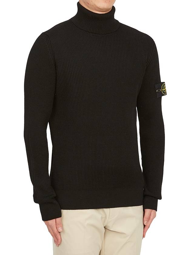 Men's Logo Patch Turtleneck Black - STONE ISLAND - BALAAN 4