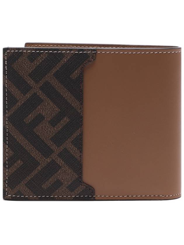 FF Square Leather Bi-Fold Half Wallet Beige - FENDI - BALAAN 5