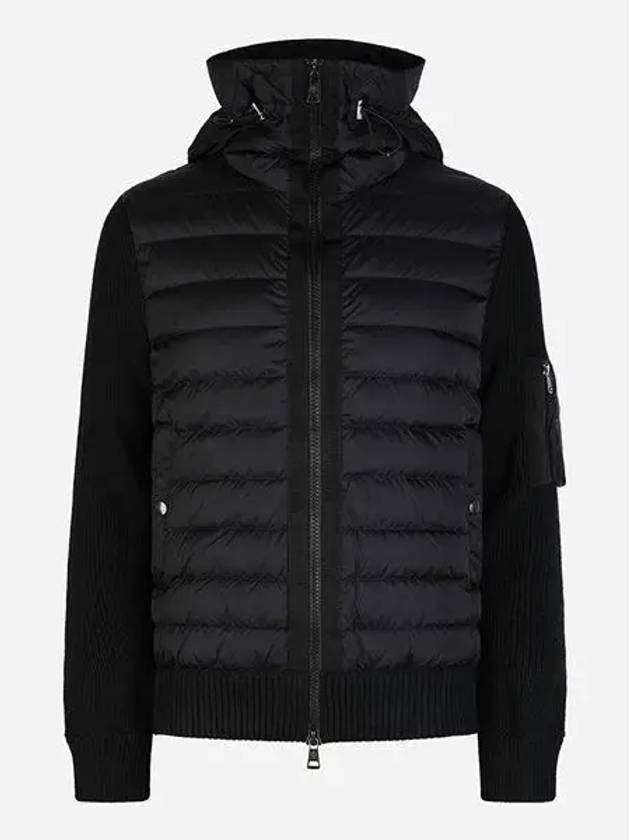 Logo Patch Padded Wool Cardigan Black - MONCLER - BALAAN 2