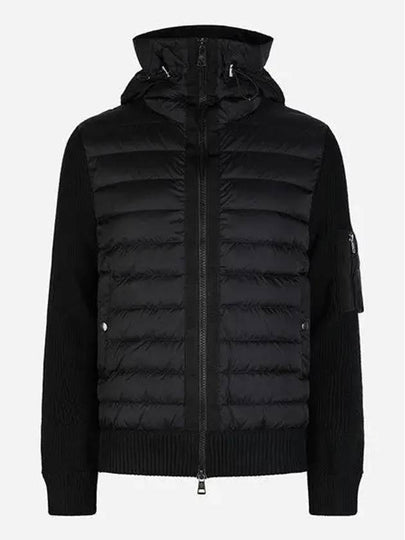 Logo Patch Padded Wool Cardigan Black - MONCLER - BALAAN 2