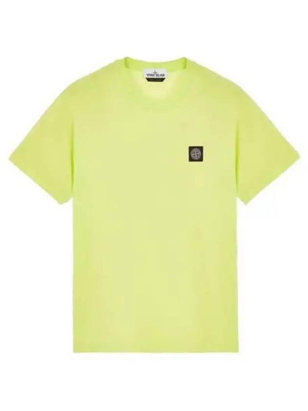 Logo Patch Short Sleeve T-Shirt Neon Yellow - STONE ISLAND - BALAAN 2