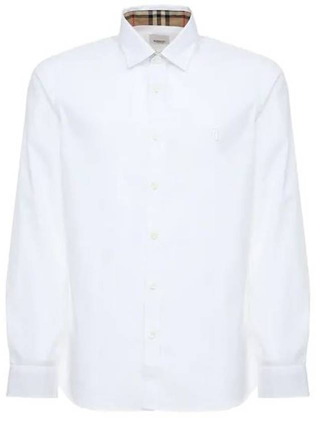 Monogram Motif Stretch Cotton Slim Fit Poplin Long Sleeve Shirt White - BURBERRY - BALAAN 2