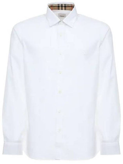 Monogram Motif Stretch Cotton Slim Fit Poplin Long Sleeve Shirt White - BURBERRY - BALAAN 2