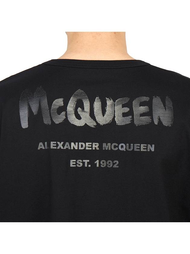 Back Graffiti Logo Short Sleeve T-Shirt Black - ALEXANDER MCQUEEN - BALAAN 8