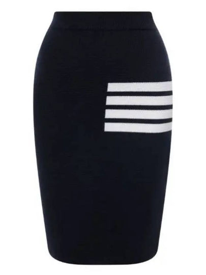 Women's Fine Merino Wool 4 Bar Stitch Pencil Skirt Navy - THOM BROWNE - BALAAN 2