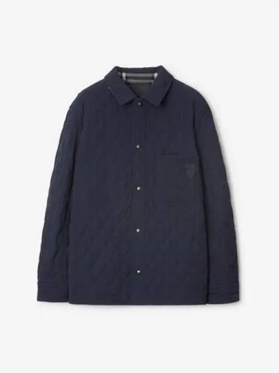 Check Reversible Quilted Overshirt Jacket Charcoal Navy - BURBERRY - BALAAN 2