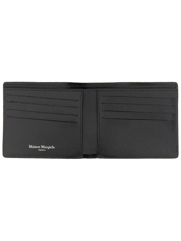 Stitched Bifold Leather Half Wallet Black - MAISON MARGIELA - BALAAN 3