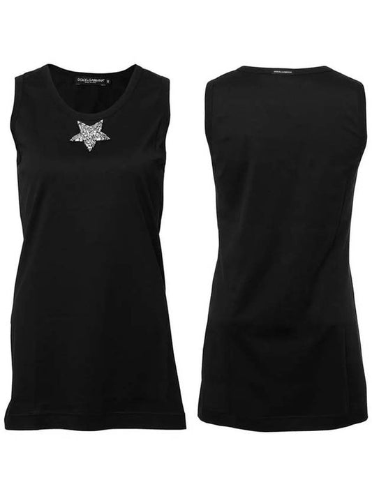 Jewelry Star Patch Cotton Sleeveless Black - DOLCE&GABBANA - BALAAN 2